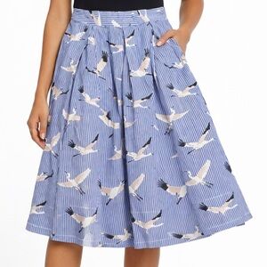 WHO WHAT WEAR PINSTRIPE CRANE SKIRT